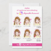アイブロウマイクロブレーディングアフターケア説明 ピンク 招待状 (正面)