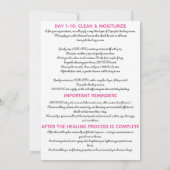 アイブロウマイクロブレーディングアフターケア説明 ピンク 招待状 (裏面)