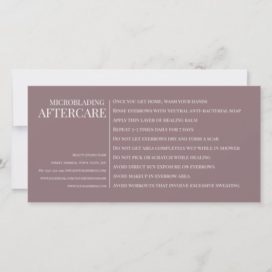 アイブロマイクロブラディングアフターケアシルバーピンク サンキューカード (正面)