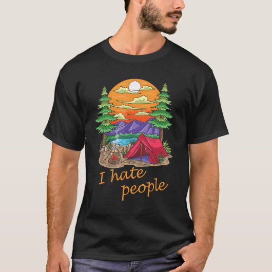 アイヘイピープルキャンプフェスティバルおもしろい Tシャツ (正面)