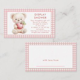 アイベアのピンクのギンガムアップル表示ベビーシャワー エンクロージャーカード