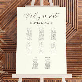 アイボリーおよびエレガントTaupeスクリプト8テーブル座席表 ポスター