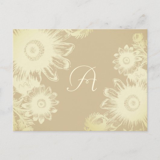 アイボリーおよびグレーヴィンテージフローラRSVPカード インビテーションポストカード (正面)