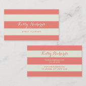 アイボリーおよび珊瑚のピンクのストライプパターン名刺 名刺 (正面/裏面)