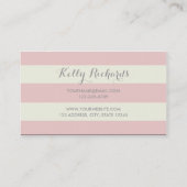 アイボリーおよび赤面のピンクのストライプパターン名刺 名刺 (裏面)