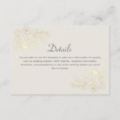 アイボリーおよび金ゴールドフローラ結婚の詳細カード エンクロージャーカード (正面)