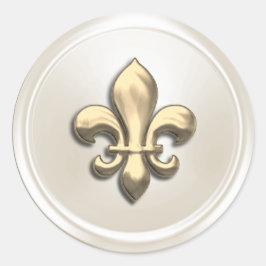 アイボリーおよび金ゴールド(紋章の)フラ・ダ・リ封筒用シール ラウンドシール
