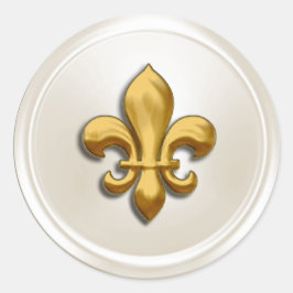 アイボリーおよび金ゴールド(紋章の)フラ・ダ・リ封筒用シール ラウンドシール