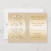 アイボリーおよび青銅花RSVPのカード 出欠カード (裏面)