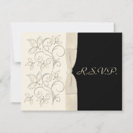 アイボリーおよび黒いR.S.V.P.カード代理 出欠カード