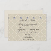 アイボリーきらきら光るキルテ結婚ッドポーの応答カード 出欠カード (正面/裏面)