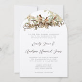 アイボリーさくらんぼヴィンテージラブバード結婚ズ 招待状 (正面)