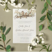 アイボリーさくらんぼヴィンテージラブバード結婚ズ 招待状