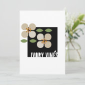 アイボリーつる植物-モダンフローラ招待状カード シーズンカード (スタンド正面)