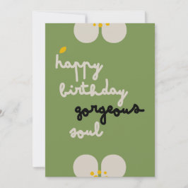 アイボリーつる植物-誕生日フローラ招待状カード シーズンカード