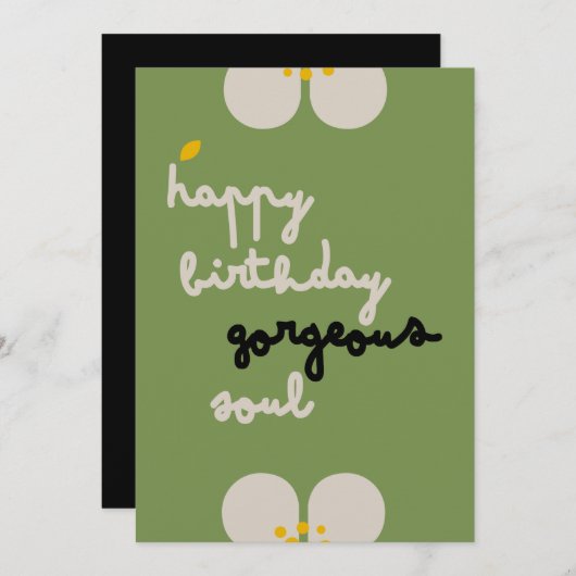 アイボリーつる植物-誕生日フローラ招待状カード シーズンカード (正面/裏面)