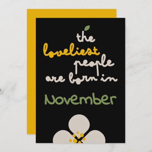 アイボリーつる植物-誕生日フローラ招待状カード シーズンカード (正面/裏面)