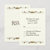 アイボリーつる植物RSVP 出欠カード (正面/裏面)