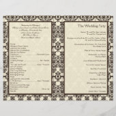 アイボリーとエスプレッソダマスク結婚式プログラム (裏面)