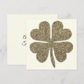 アイボリーとエレガント金ゴールドルックフォーリーフクローバー (正面/裏面)