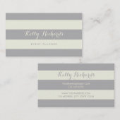 アイボリーとグレーのストライプパターン名刺 名刺 (正面/裏面)
