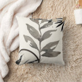 アイボリーとグレーウォーター色の葉ハミングバード クッション (ブランケット)