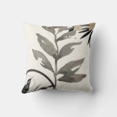 アイボリーとグレーウォーター色の葉ハミングバード クッション (裏面)