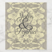 アイボリーとグレーフローラ結婚のワインラベル ワインラベル (シングルラベル)