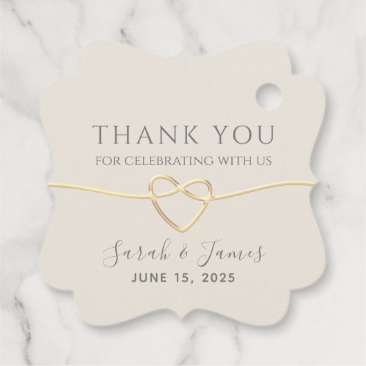 アイボリーとゴールドのウェディング感謝メッセージ フェイバータグ (裏面)
