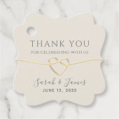 アイボリーとゴールドのウェディング感謝メッセージ フェイバータグ (正面)