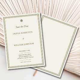 アイボリーとゴールドのヤシの木の結婚式Save the Date セーブザデート