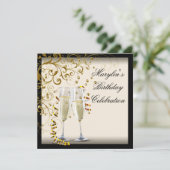 アイボリーとゴールドの誕生日パーティー 招待状 (スタンド正面)