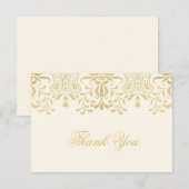 アイボリーとゴールド ヴィンテージ グラマラス ウェディング サンクス サンキューカード (正面/裏面)