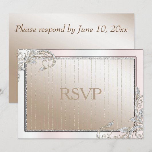 アイボリーとサテンのRSVP 招待状 (正面/裏面)