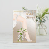 アイボリーとサテンアフリカ系アメリカブライダルシャワー 招待状 (スタンド正面)