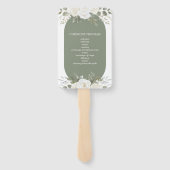 アイボリーとセージエレガントフローラ結婚式 プログラム ハンドファン (裏面)