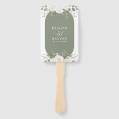 アイボリーとセージエレガントフローラ結婚式 プログラム ハンドファン (正面)