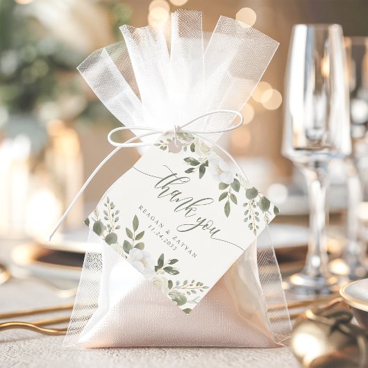 アイボリーとセージシックフローラ結婚ズサンキュー フェイバータグ