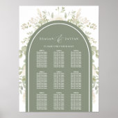 アイボリーとセージフローラ結婚アーチの座席表 ポスター (正面)