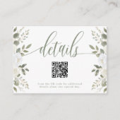 アイボリーとセージフローラQRコード結婚の詳細 エンクロージャーカード (正面)