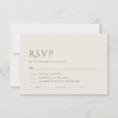 アイボリーとタウペの結婚式RSVPカード(食事選択あり) ノートカード (正面)