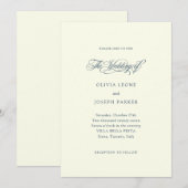 アイボリーとダークブルー | ミニマイタリアン結婚リスト 招待状 (正面/裏面)
