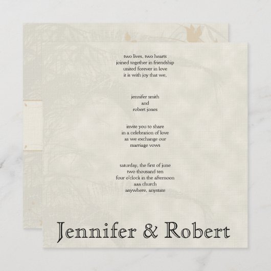 アイボリーとチャコールグレー ヴィンテージ アーバン 結婚式招待状 招待状 (正面/裏面)