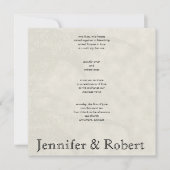 アイボリーとチャコールグレー ヴィンテージ アーバン 結婚式招待状 招待状 (正面)