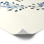 アイボリーとネイビーの花のウェルカムサイン 結婚前お披露目パーティー ポスター (角)