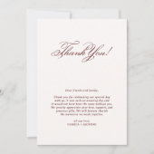 アイボリーとバーガンディのウェディング サンキューカード (正面)