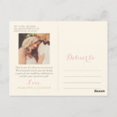 アイボリーとピンクのフローラボホ結婚さんの写真ありがとう ポストカード (裏面)