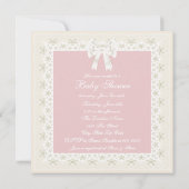 アイボリーとピンクの赤ちゃんガールシャワー 招待状 (裏面)