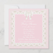 アイボリーとピンクの赤ちゃんガールシャワー 招待状 (裏面)