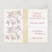 アイボリーとピンクの返信カード 出欠カード (裏面)